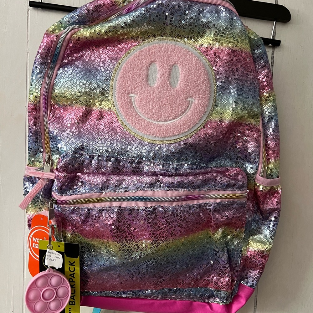 Happy face sequence girls backpack.